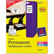 AVERY Avery® Permanent ID Labels, Laser/Inkjet, 1-1/4 x 1-3/4, White, 480/Pack 6570